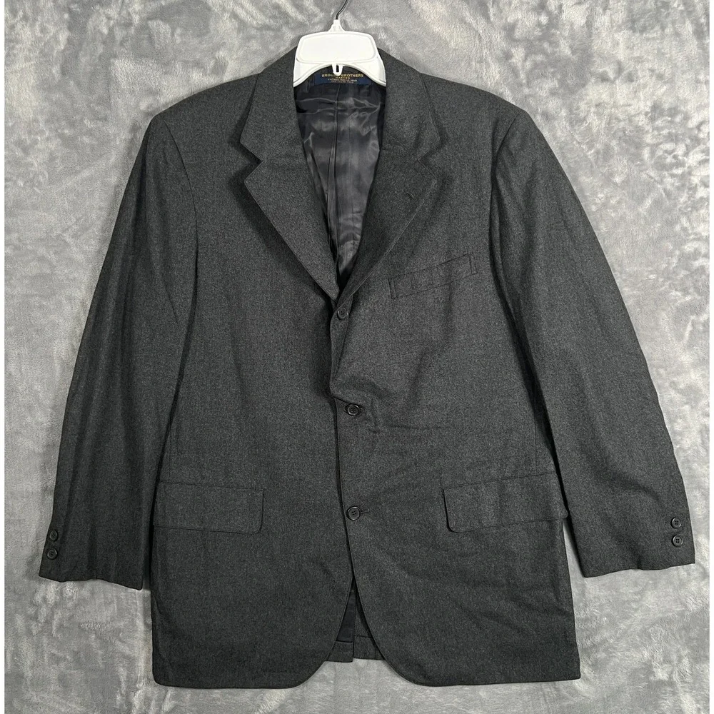 Vintage Brooks Brothers Blazer Mens 41R Gray Suit Jacket Sport Coat 80s 90s